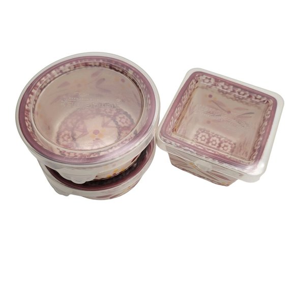 Temptations Old World Red Round and Square Storage Containers Lot by Tara PD23 - Picture 2 of 7